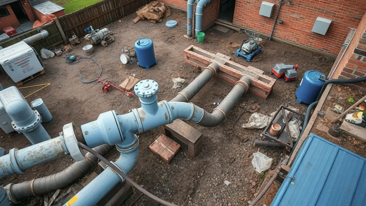 An elevated view across a site relevant to Why Does a Burst Pipe Always Happen at the Worst Time? A Burton Homeowner's Survival Guide near Burton-on-Trent
